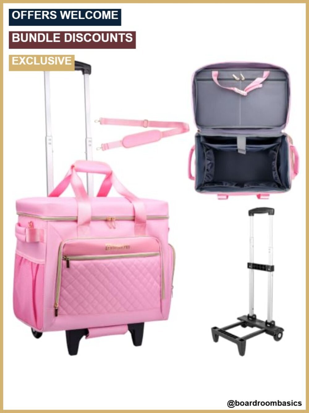 Rolling Teacher Bag with Detachable Cart - 1680D Waterproof Oxford Laptop Tote